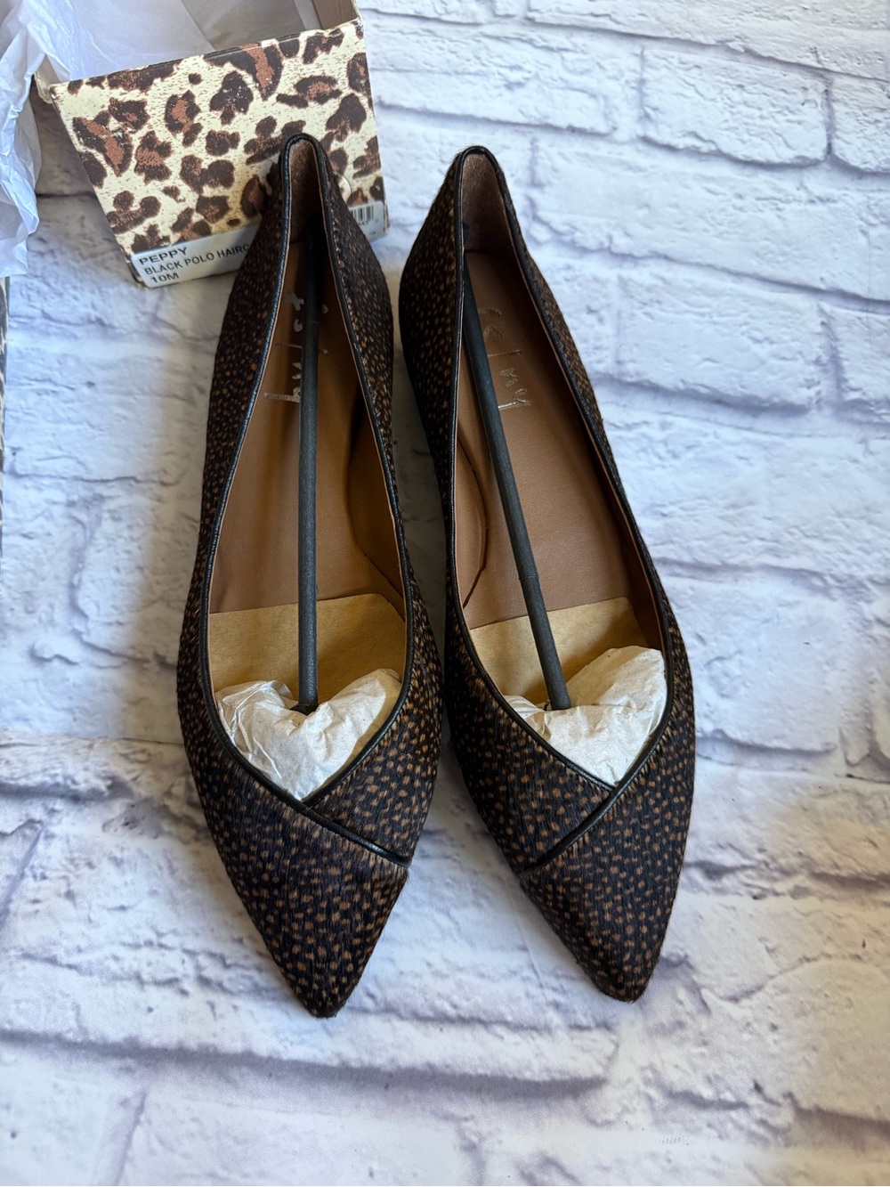 French Sole FS/NY Peppy black polo hair calf flats